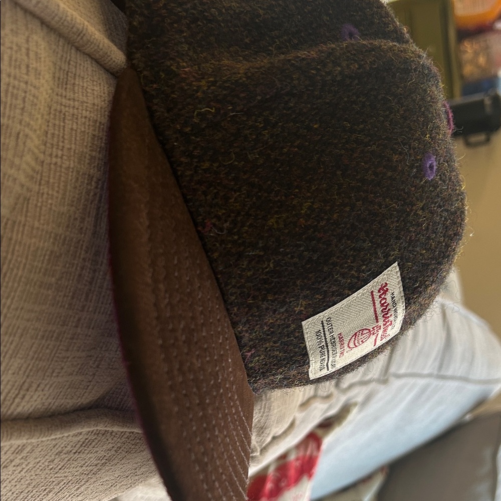 Harris Tweed Wool Five-Panel Cap with Leather Brim - Brown/Multicolor